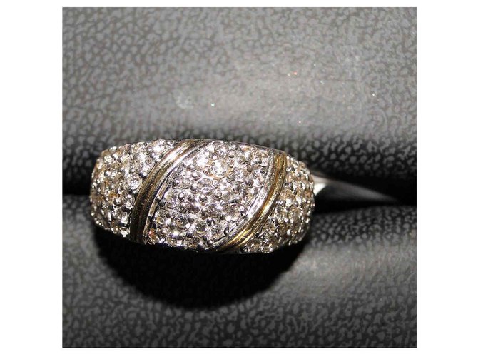 inconnue Gold band Paving Diamonds 1 carat TDD 53 Silvery Golden White gold Yellow gold  ref.117391