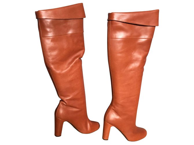 Hermès High boots Light brown Leather  ref.117395