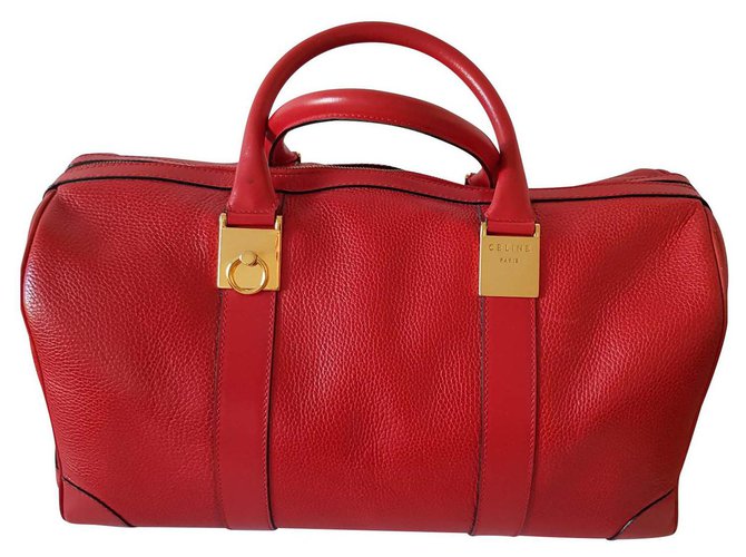 Vintage 1990s Louis VUITTON Red Leather Handbag 