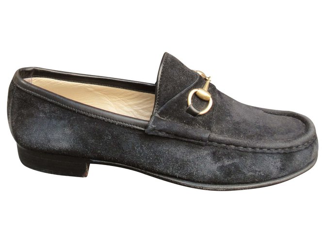 Gucci suede leather loafers Black Deerskin  ref.117418