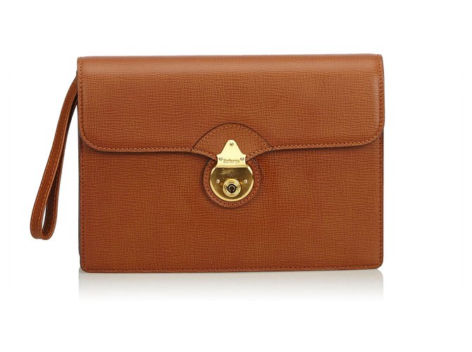 Burberry Brown Leather Clutch Bag  ref.117443