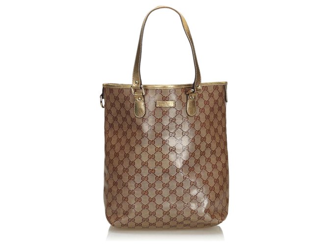Gucci Brown GG Supreme Tote Bag Leather Cloth Cloth  ref.117450
