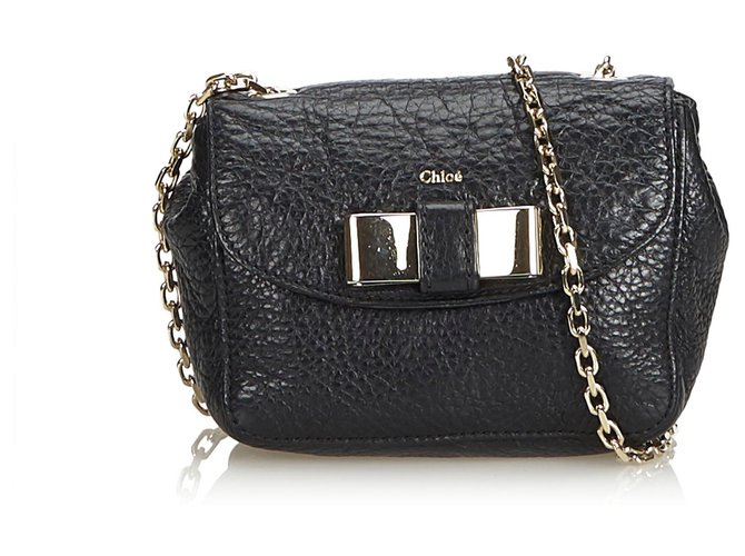 Chloé Chloe Black Leather Lily Crossbody Bag Golden Metal  ref.117458