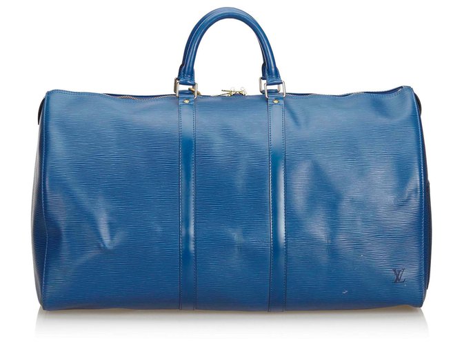 Louis Vuitton Blue Epi Keepall 55 Azul Cuero  ref.117461