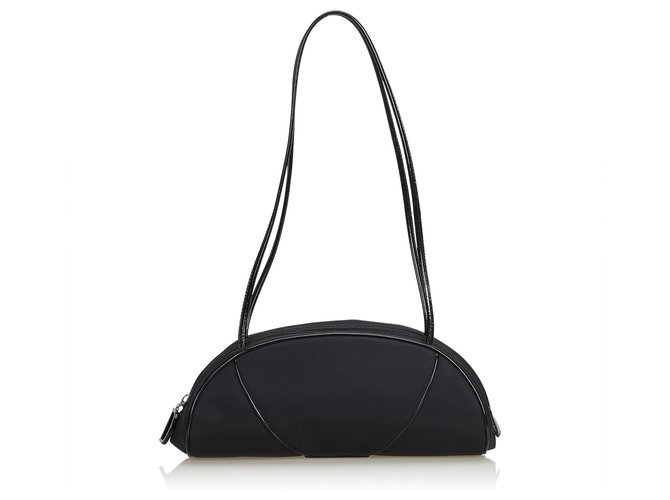 Dior Black Canvas Shoulder Bag Leather Cloth Cloth  ref.117463