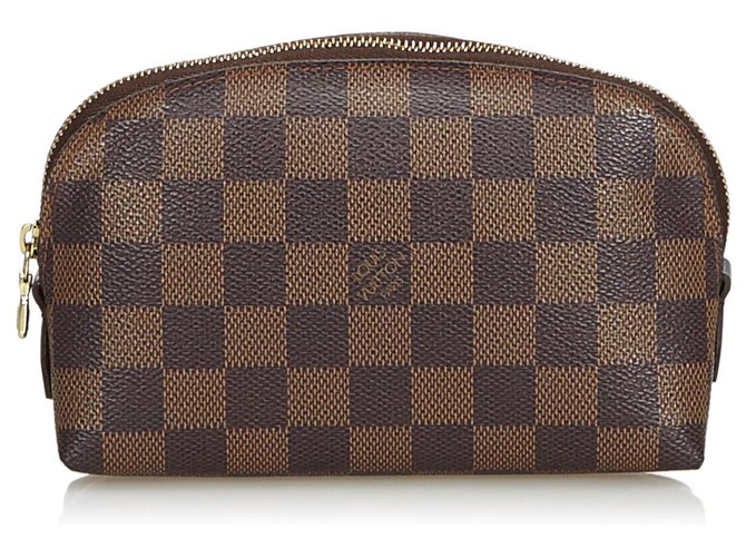 Louis Vuitton marrón Damier Ebene bolsa de cosméticos Castaño Lienzo  ref.117469
