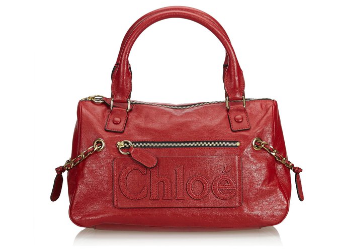Chloé Chloe Red Leather Haley Handtasche Rot Leder  ref.117470