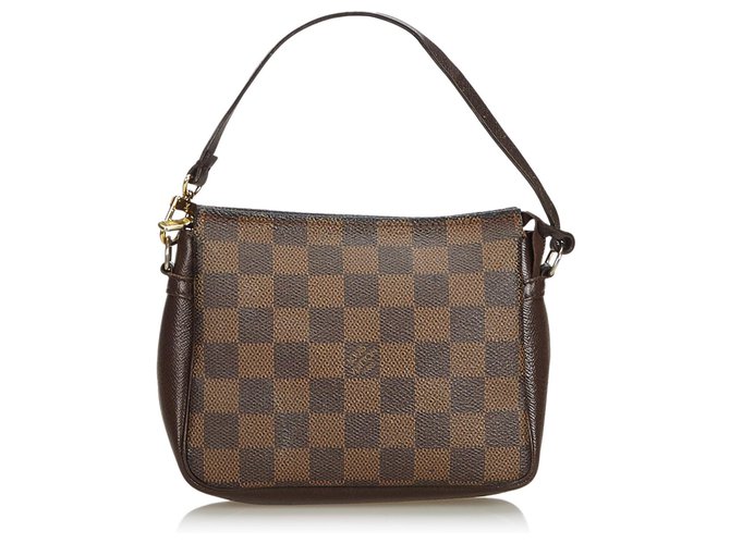 Louis Vuitton Brown Damier Ebene Trousse Pochette Leather Cloth  ref.117471