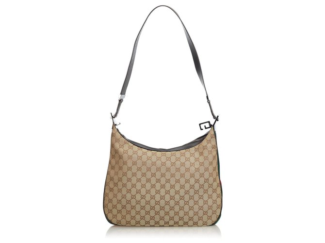 Gucci Brown GG Web Jacquard Shoulder Bag Multiple colors Beige Leather Cloth  ref.117476