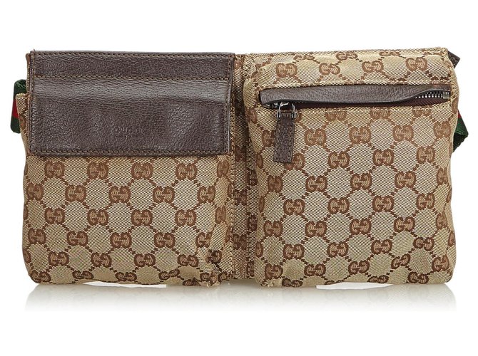 Gucci Brown GG Canvas Web Belt Bag Multiple colors Beige Leather Cloth Cloth  ref.117480