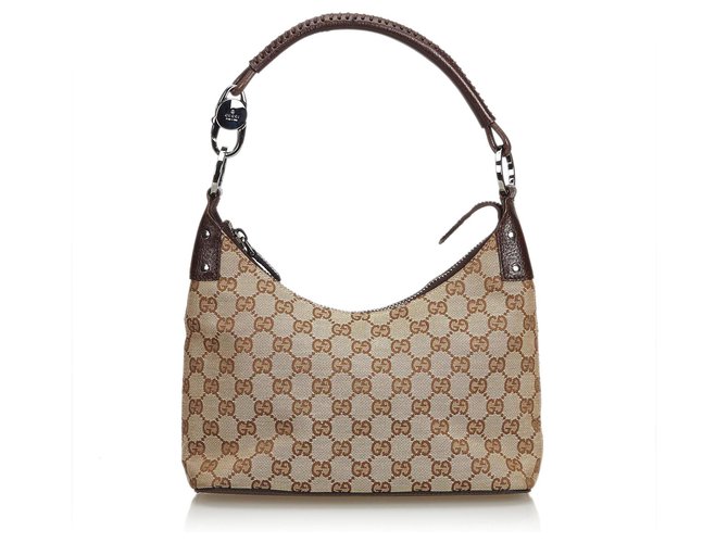 Gucci Brown GG Jacquard Hobo Bag Leather Cloth  ref.117506