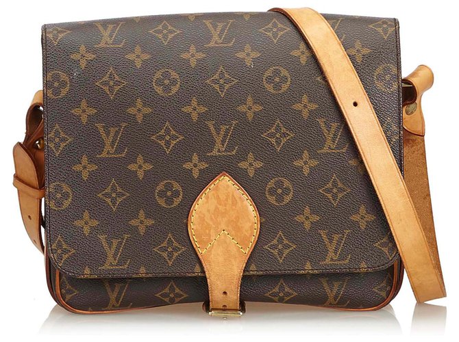 Louis Vuitton Brown Monogram Cartouchiere GM Leather Cloth  ref.117515