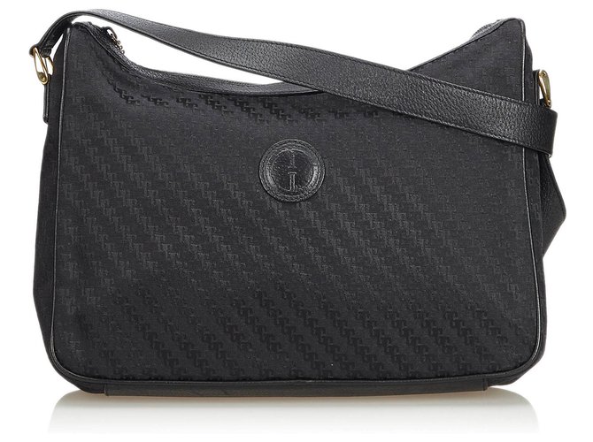 Gucci Black Jacquard Shoulder Bag Leather Cloth  ref.117523