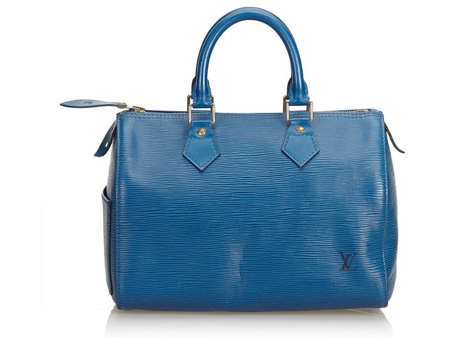 Louis Vuitton Blue Epi Speedy 25 Azul Cuero  ref.117526