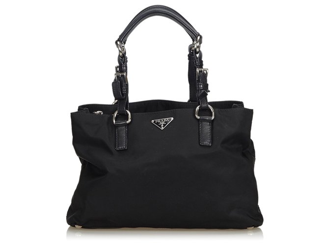 Prada Black Nylon Handbag Leather Cloth  ref.117533