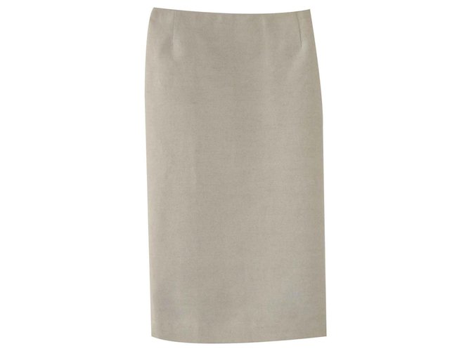 PRADA  Skirt midi in Linen & Cotton Grey  ref.117553