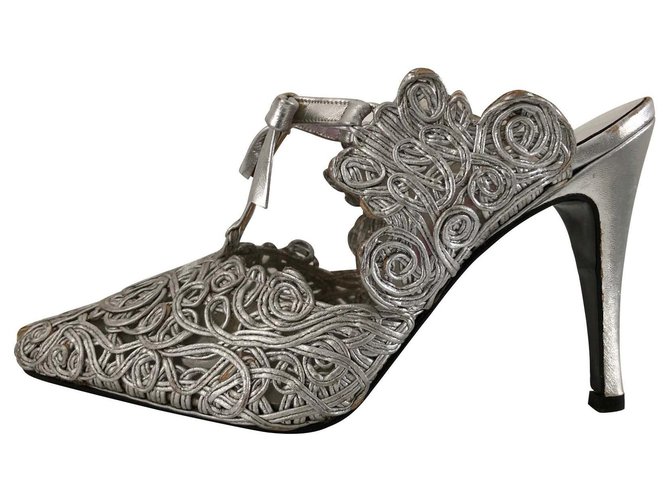 Christian Lacroix Mules Silvery Leatherette  ref.117558