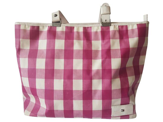 Tommy Hilfiger Handtasche Tartan Rosa Weiß PVC Pink