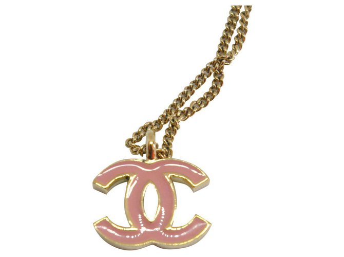 Chanel Halsketten Pink Gelb Metall  ref.117601