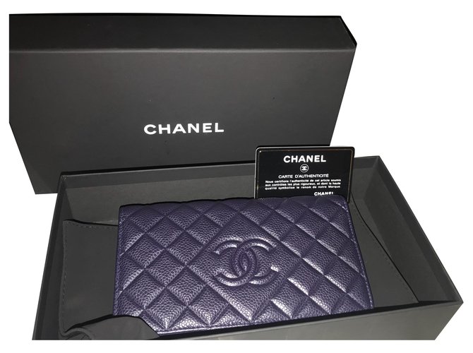 Bolsa Chanel Azul escuro Couro  ref.117615