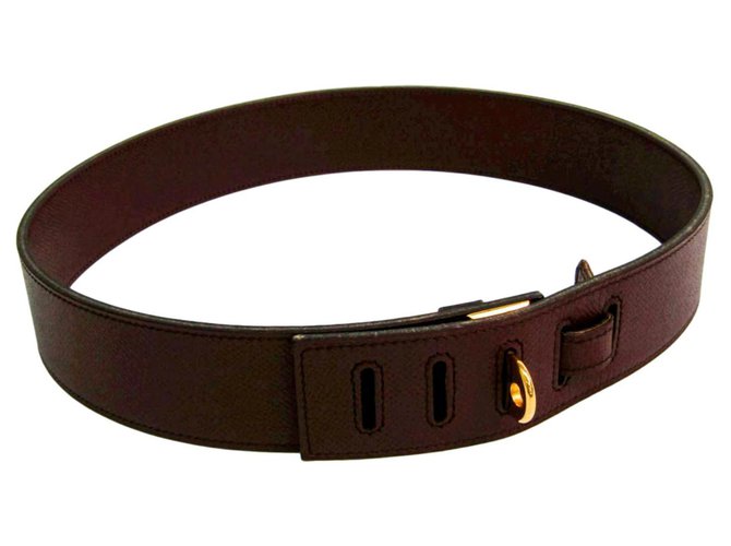 Hermès Hermes Brown Leather Belt Dark brown  ref.117634