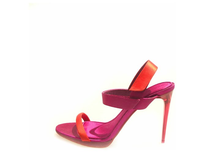 Burberry Pink Satin Heeled Sandals Orange Cloth  ref.117651