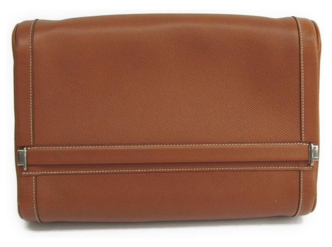 Hermès Hermes Brown Courchevel Equi Clutch Bag Leather  ref.117722