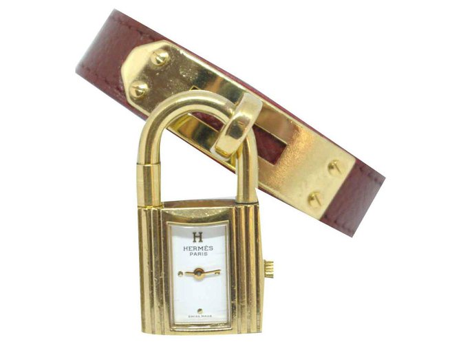 Hermès Kelly Dark red Leather Gold-plated  ref.117743