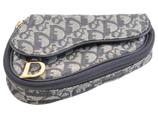 Dior Trotter Pouch Blau Leinwand  ref.117759