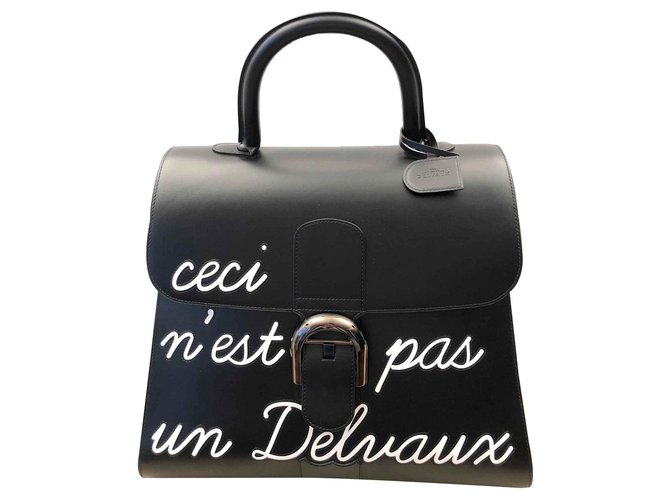 Delvaux The Brilliant Humor "This is not a Delvaux" Black Leather  ref.117781