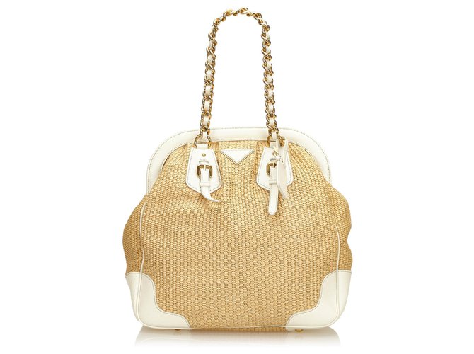 Prada White Fur Chain Shoulder Bag