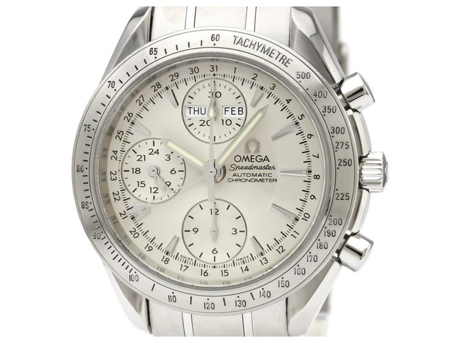Omega Silver Stainless Steel Speedmaster Day-Date Chronograph Automatic Watch 3221.30.00 Silvery White Metal  ref.117938