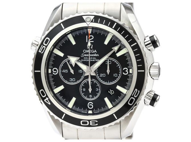 Omega Silver Seamaster Aço Inoxidável Planet Ocean Chronograph Automatic Watch 2210.50.00 Prata Azul Metal  ref.117944