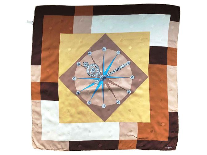 Sciarpa Cartier in seta marrone 85x85cm