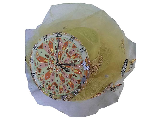 Hermès Catherinettes 2012 Hut Grün und Gelb Filz