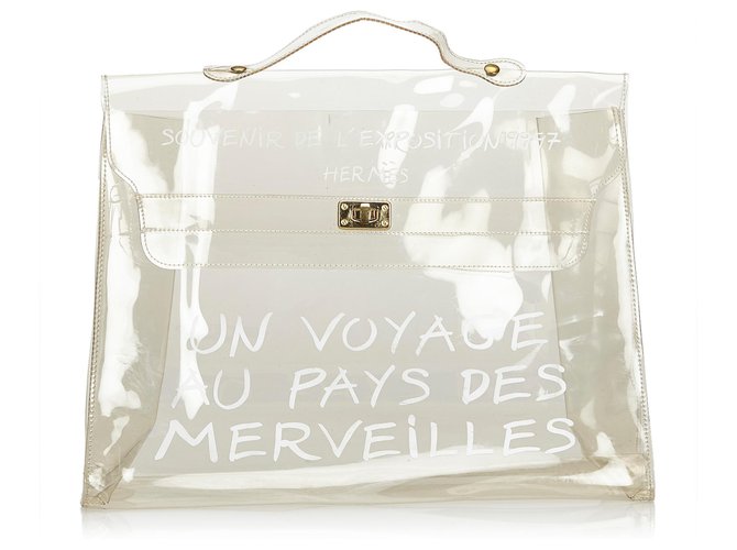 Hermès Hermes White Vinyl Kelly Handbag Bianco Plastica  ref.118139