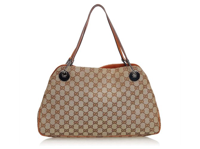 Gucci Brown Jacquard GG Eclipse Tote Bag Light brown Leather Cloth  ref.118141