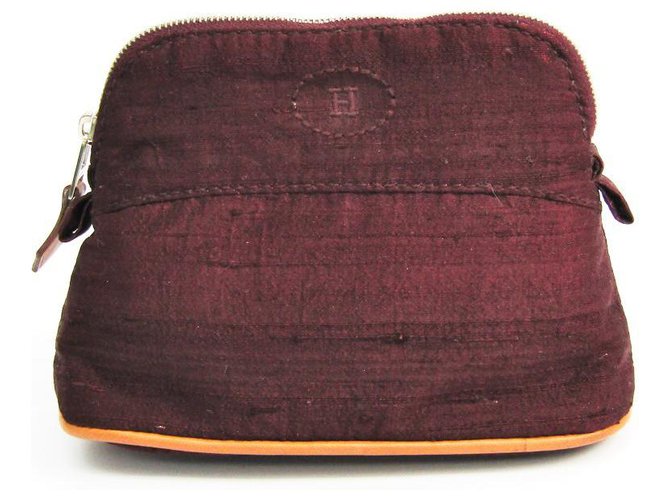 Hermès Hermes Red Canvas Mini Bolide Travel Case Silk Cloth  ref.118185