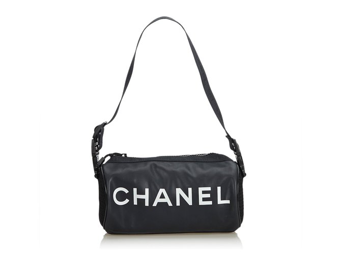 Mini sac de sport noir sport Line de Chanel Nylon Tissu Blanc  ref.118200
