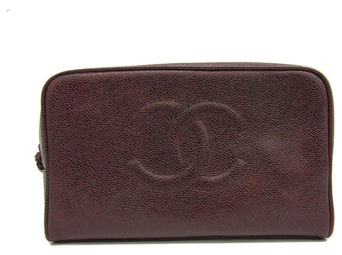 Chanel Brown CC Caviar Leather Pouch Dark brown  ref.118220