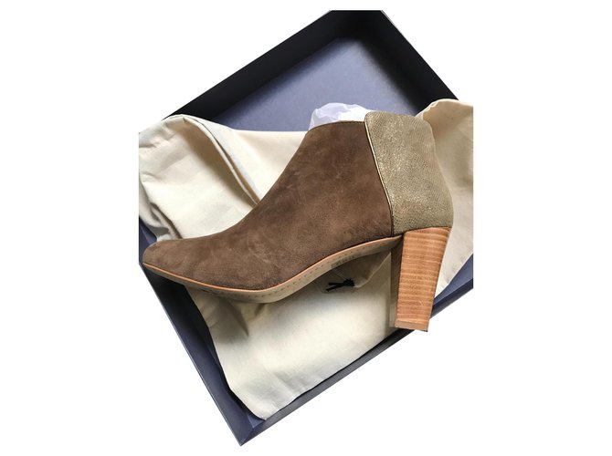 Autre Marque Khaki and daiim boots and khaki leather Deerskin  ref.118229