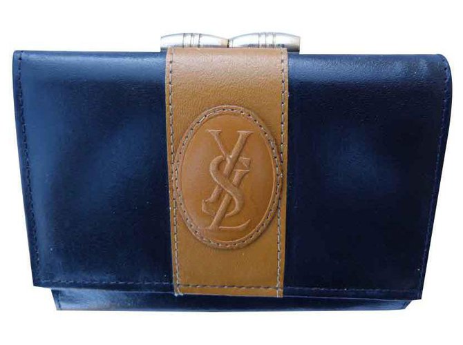 Yves Saint Laurent Purses, wallets, cases Black Beige Leather  ref.118247