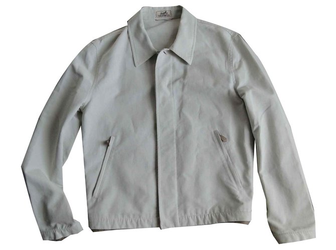 Hermès HERMES cotton jacket Cream Leather  ref.118346