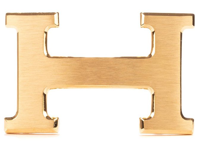 Fivela de cinto Hermès H em aço dourado escovado, Nova Condição!  ref.118380