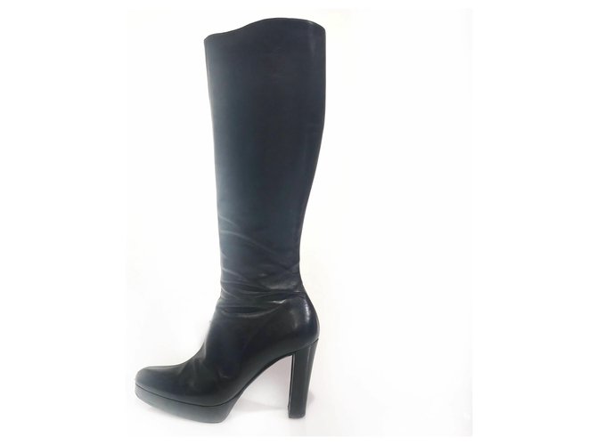 Céline Celine Black Knee-High Leather Boots  ref.118404