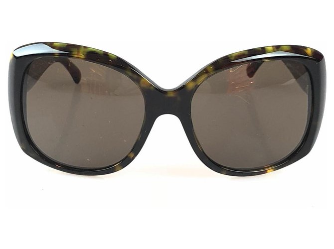 Óculos de Sol Chanel Brown Tortoise Shell Borboleta Marrom Amarelo Castanho escuro  ref.118428