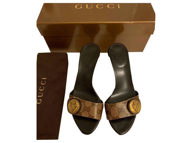 Gucci sandali Marrone Pelle Plastica  ref.118452
