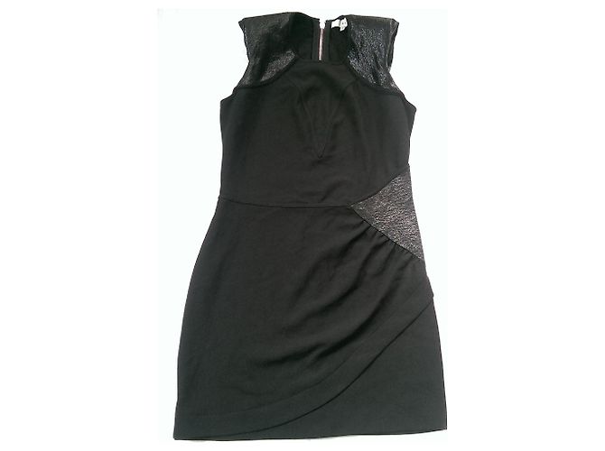 Iro Etuikleid aus Bi-Material in Schwarz