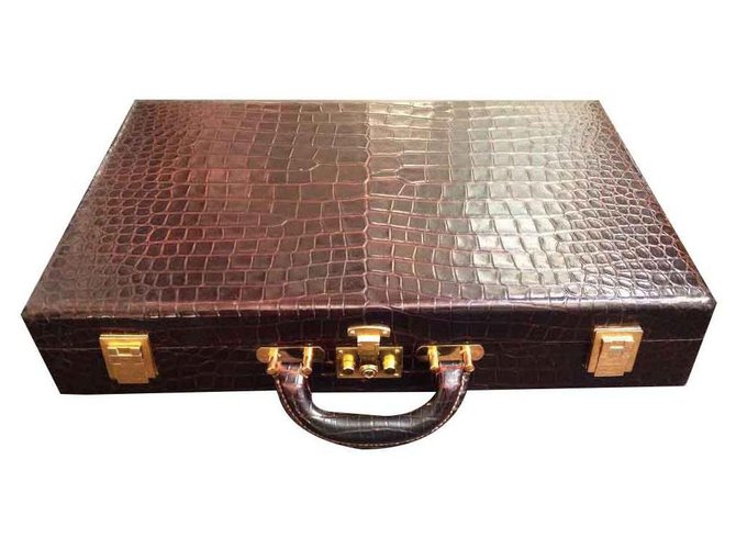 Hermès Bags Briefcases Brown Exotic leather  ref.118644