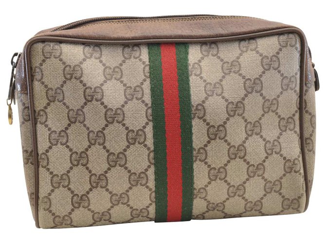 Gucci Sherry Line GG Clutch Bag Brown Cloth  ref.118725